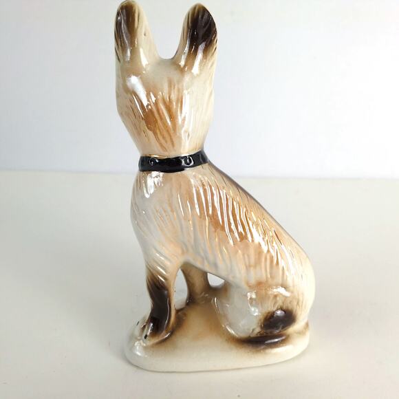 Vintage German Shepherd 8" Ceramic Figurine Luster Paint Finish 1950s-60s Brazil - Picture 5 of 7
